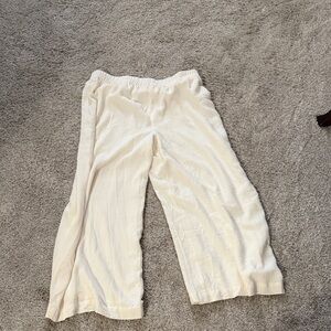 Z Supply NEW Linen Cream Wide Leg Crop Pants; Sleek and Lightweight;Size XL